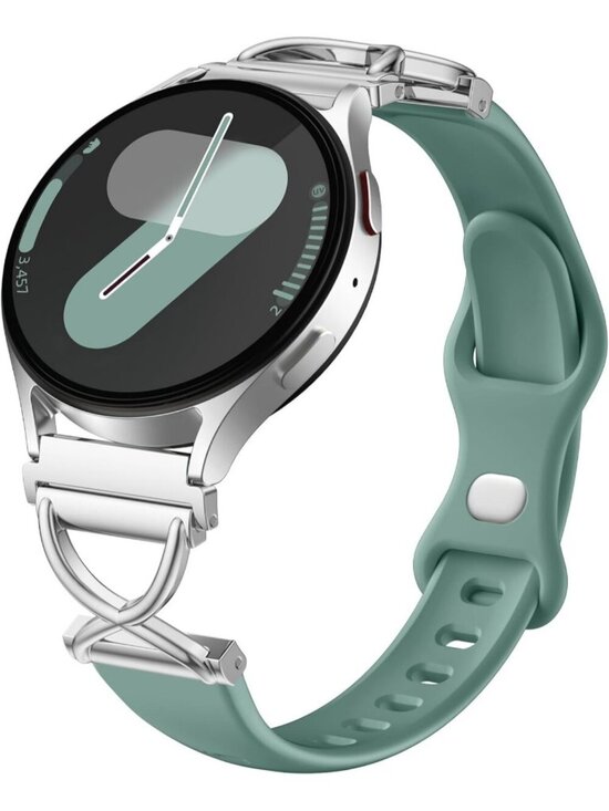 Women\'s Green Skinny Charms X-Shaped Soft Slim Silicone Bands Compatible Watch main image 4